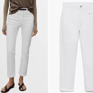 NWT KUT from the Kloth Rachael Fab Ab High Waist Raw Hem Mom Jeans (Optic White)